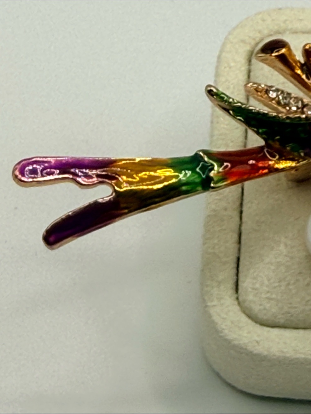 Enameled Rhinestone Bird Brooch - Picture 7 of 10